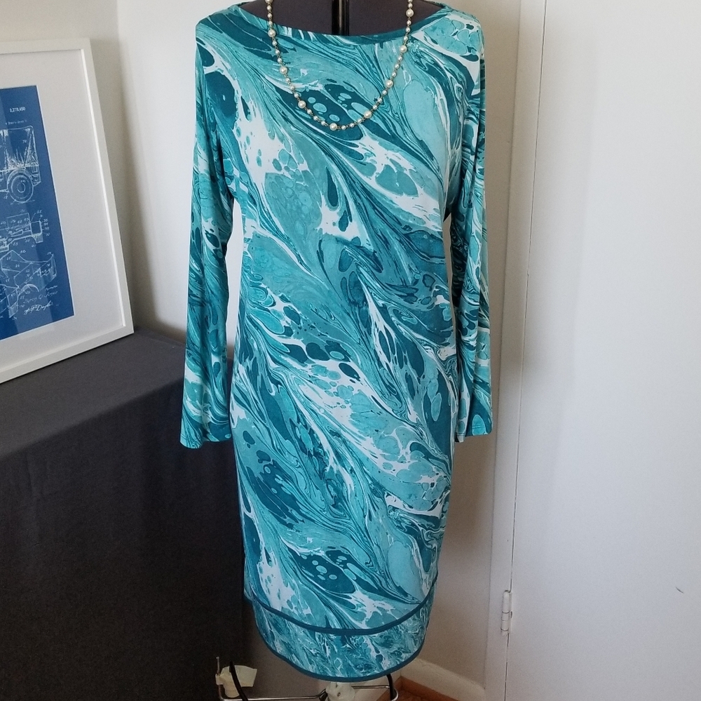 Blue Printed Bodycon Dress